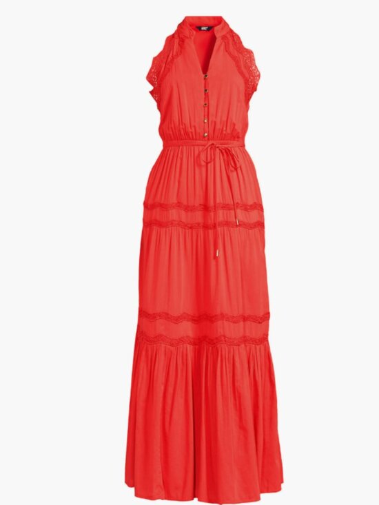 Lands' End Dresses & Skirts - Land's End Orange Cotton Voile Halter Tiered Maxi Dress - Size M
